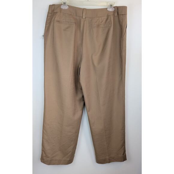 NEW Grace Elements High Rise Cropped Dark Tan Stretch Straight Pants Size 14 - Picture 3 of 8